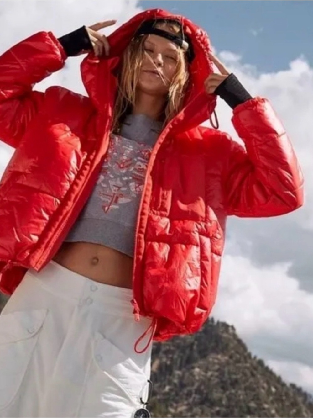 Free People movement Right Trek backpack puffer jacket red medium